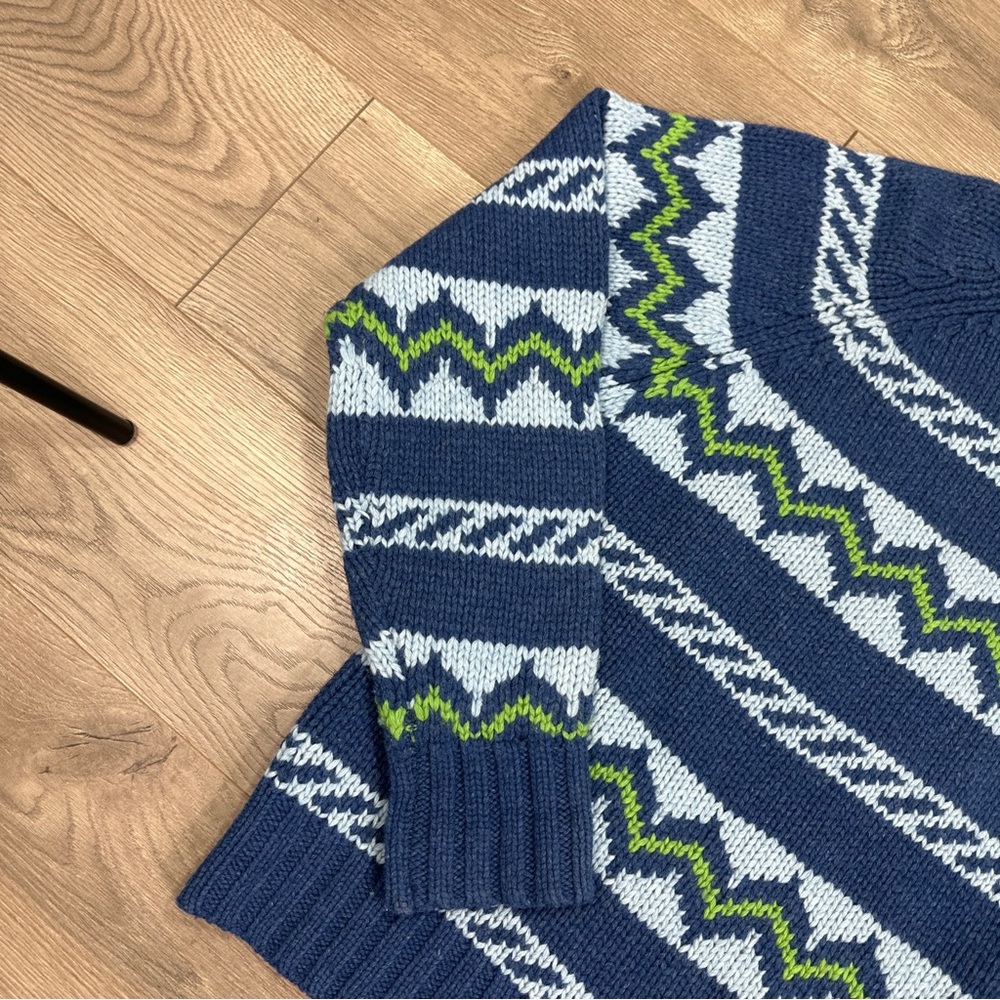 Vintage Abercrombie & Fitch Wool Blue Green Striped Crewneck Knit Sweater Mens L - Picture 4 of 7